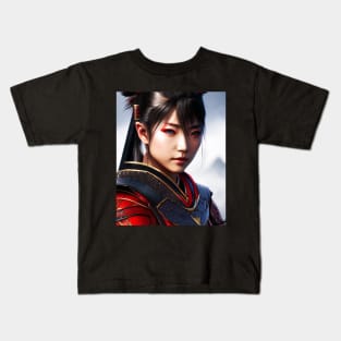 Female Samurai - Realistic Portrait Kids T-Shirt